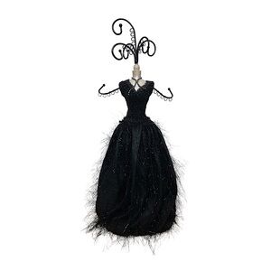 Vintage Black Dress Mannequin Stand Jewelry Holder 15” Tall